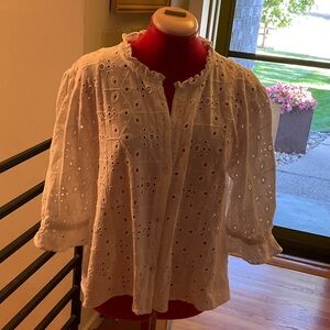Chic White Eyelet Blouse for Women